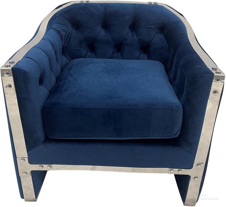 The appearance of Cronos Navy and Silver Chair designed by Artisan Elegance in the modern / contemporary interior design. This navy and silver piece of furniture  was selected by 1StopBedrooms from Cronos Collection to add a touch of cosiness and style into your home. Sku: ACSNBSS002. Product Type: Sofa Chair. Material: Stainless Steel. Image1