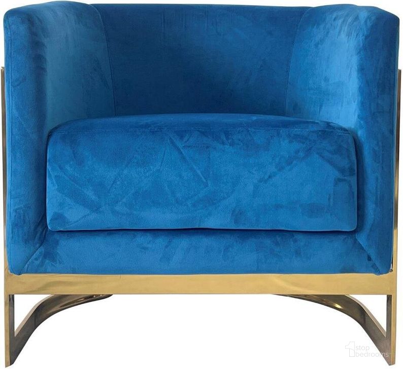 The appearance of Cronos Navy Velvet Sofa Chair 0qb24536836 designed by Artisan Elegance in the modern / contemporary interior design. This navy velvet piece of furniture  was selected by 1StopBedrooms from Cronos Collection to add a touch of cosiness and style into your home. Sku: ACGRBSS008. Product Type: Sofa Chair. Material: Stainless Steel. Image1