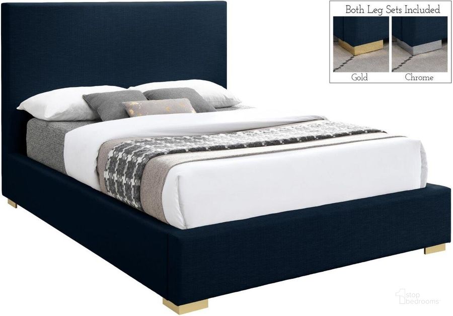 The appearance of Crosby Navy Linen Fabric Full Bed designed by Meridian in the modern / contemporary interior design. This navy linen fabric piece of furniture  was selected by 1StopBedrooms from Crosby Collection to add a touch of cosiness and style into your home. Sku: CrosbyNavy-F-1;CrosbyNavy-F-2. Bed Type: Platform Bed. Material: Metal. Product Type: Platform Bed. Bed Size: Full. Image1