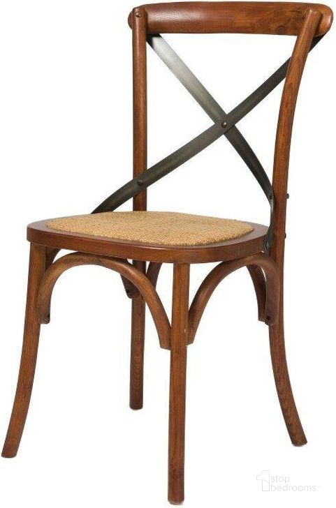 Bistro Cross Back Chair Set of 2 With Rattan Seat In Brown by LH