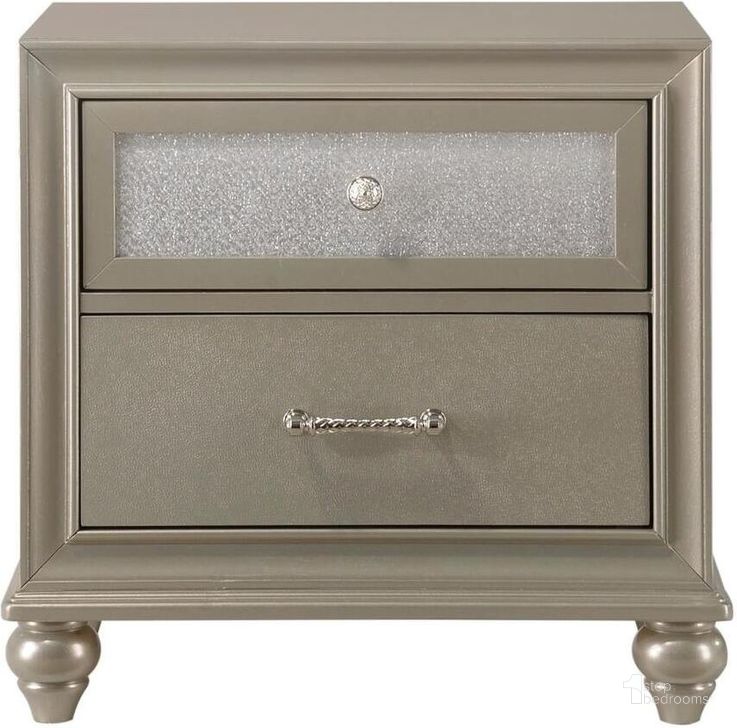 The appearance of Crown Mark Lila Night Stand designed by Crown Mark in the modern / contemporary interior design. This silver piece of furniture  was selected by 1StopBedrooms from Lila Collection to add a touch of cosiness and style into your home. Sku: B4390-2. Product Type: Nightstand. Image1