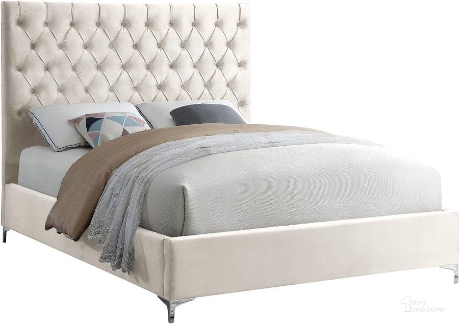 The appearance of Cruz Cream Velvet King Bed designed by Meridian in the modern / contemporary interior design. This cream velvet piece of furniture  was selected by 1StopBedrooms from Cruz Collection to add a touch of cosiness and style into your home. Sku: CruzCream-K-1;CruzCream-K-2. Bed Type: Platform Bed. Product Type: Platform Bed. Bed Size: King. Material: Velvet. Image1