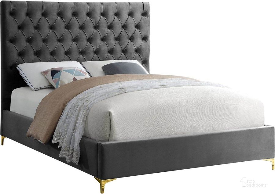 The appearance of Cruz Grey Velvet King Bed designed by Meridian in the modern / contemporary interior design. This grey velvet piece of furniture  was selected by 1StopBedrooms from Cruz Collection to add a touch of cosiness and style into your home. Sku: CruzGrey-K-1;CruzGrey-K-2. Bed Type: Platform Bed. Product Type: Platform Bed. Bed Size: King. Material: Velvet. Image1