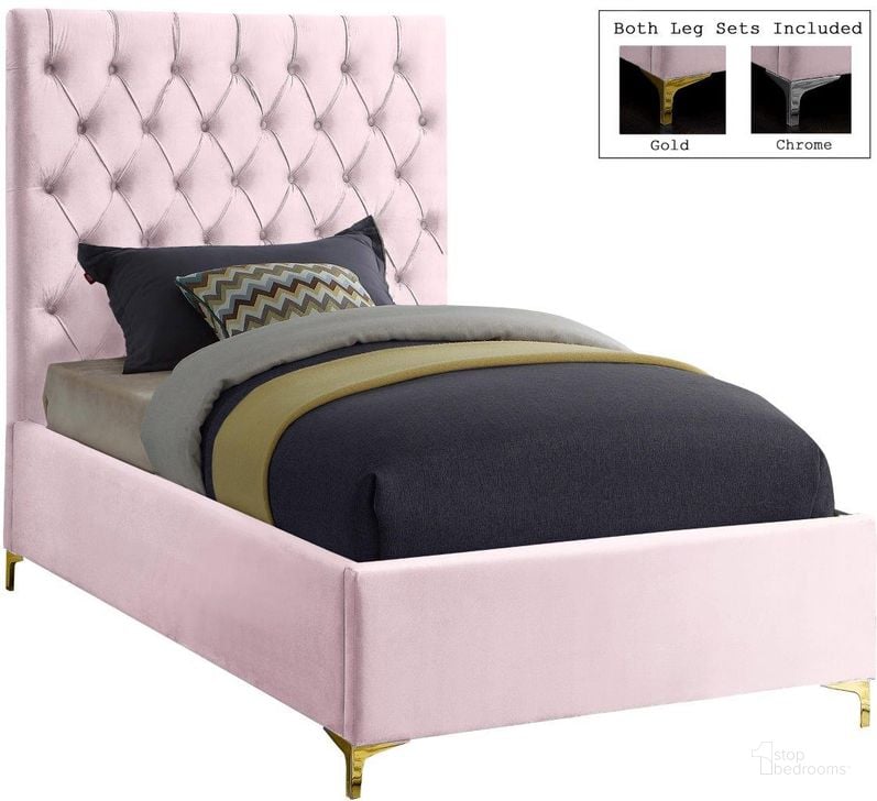 The appearance of Cruz Pink Velvet Twin Bed designed by Meridian in the modern / contemporary interior design. This pink velvet piece of furniture  was selected by 1StopBedrooms from Cruz Collection to add a touch of cosiness and style into your home. Sku: CruzPink-T-1;CruzPink-T-2. Bed Type: Platform Bed. Product Type: Platform Bed. Bed Size: Twin. Material: Velvet. Image1