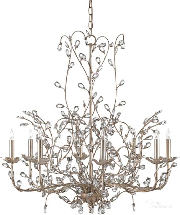The appearance of Crystal Bud Large Silver Chandelier designed by Currey & Company in the modern / contemporary interior design. This silver piece of furniture  was selected by 1StopBedrooms from Crystal Bud Collection to add a touch of cosiness and style into your home. Sku: 9975. Product Type: Chandelier. Material: Iron. Image1
