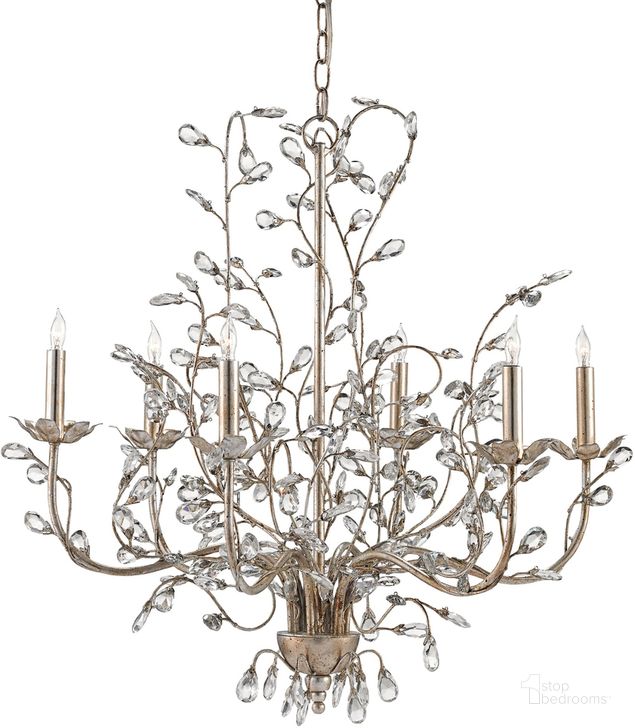 The appearance of Crystal Bud Medium Silver Chandelier designed by Currey & Company in the modern / contemporary interior design. This silver piece of furniture  was selected by 1StopBedrooms from Crystal Bud Collection to add a touch of cosiness and style into your home. Sku: 9973. Product Type: Chandelier. Material: Iron. Image1
