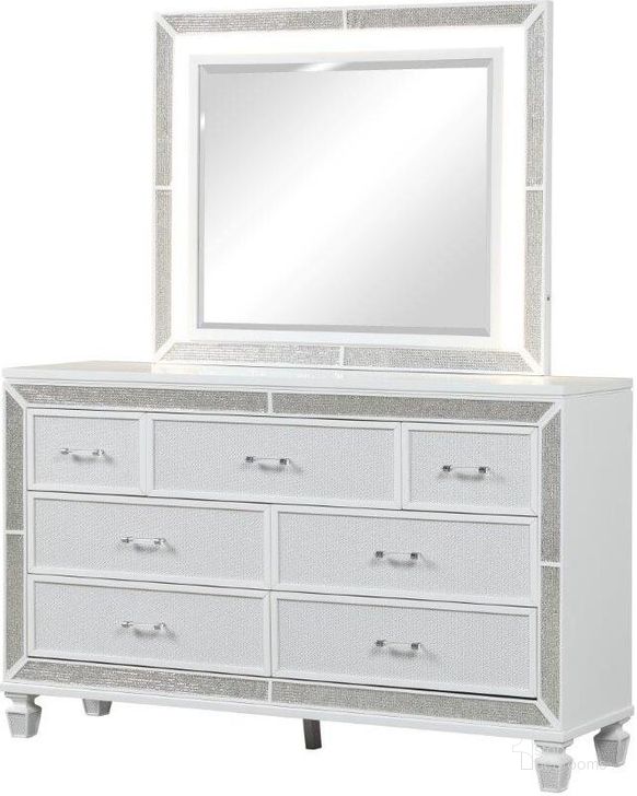 The appearance of Crystal Dresser Made With Wood Finished In White designed by Galaxy Home Furnishings in the modern / contemporary interior design. This white piece of furniture  was selected by 1StopBedrooms from Crystal Collection to add a touch of cosiness and style into your home. Sku: 698781485231. Material: Wood. Product Type: Dresser. Image1