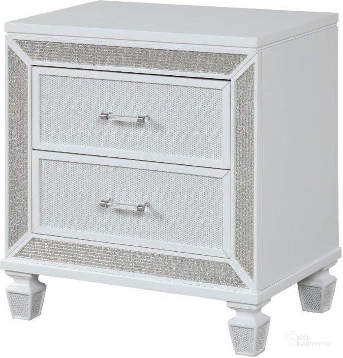 The appearance of Crystal Nightstand Made With Wood Finished In White designed by Galaxy Home Furnishings in the modern / contemporary interior design. This white piece of furniture  was selected by 1StopBedrooms from Crystal Collection to add a touch of cosiness and style into your home. Sku: 698781380086. Material: Wood. Product Type: Nightstand. Image1