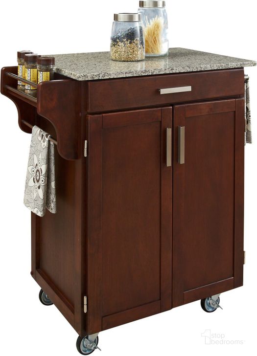 The appearance of Cuisine Cart Brown Kitchen Cart 9001-0073 designed by Homestyles in the traditional interior design. This brown piece of furniture  was selected by 1StopBedrooms from Cuisine Cart Collection to add a touch of cosiness and style into your home. Sku: 9001-007;9001-103. Material: Wood. Product Type: Kitchen Cart. Image1