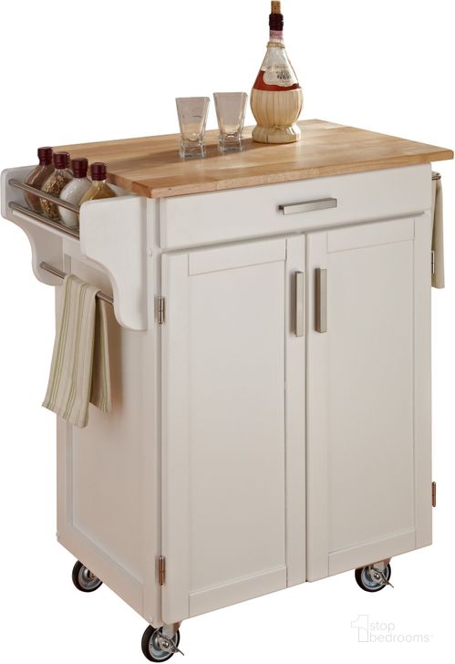The appearance of Cuisine Cart Off White Kitchen Cart 9001-0021 designed by Homestyles in the traditional interior design. This white and brown piece of furniture  was selected by 1StopBedrooms from Cuisine Cart Collection to add a touch of cosiness and style into your home. Sku: 9001-101;9001-002. Material: Wood. Product Type: Kitchen Cart. Image1