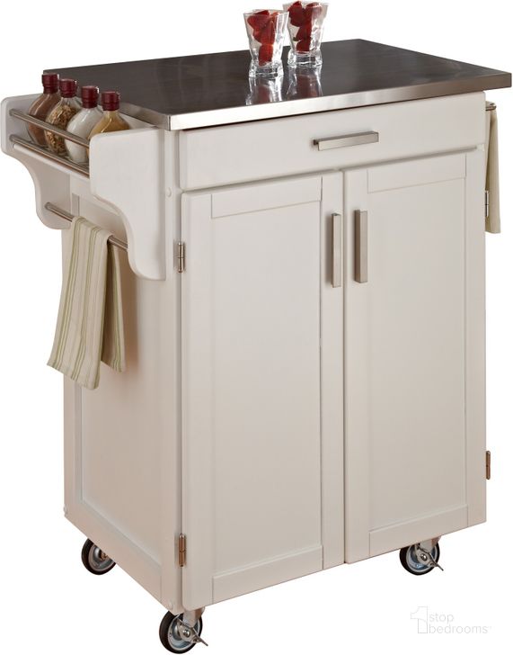 The appearance of Cuisine Cart Off White Kitchen Cart 9001-0022 designed by Homestyles in the traditional interior design. This off white piece of furniture  was selected by 1StopBedrooms from Cuisine Cart Collection to add a touch of cosiness and style into your home. Sku: 9001-102;9001-002. Material: Wood. Product Type: Kitchen Cart. Image1