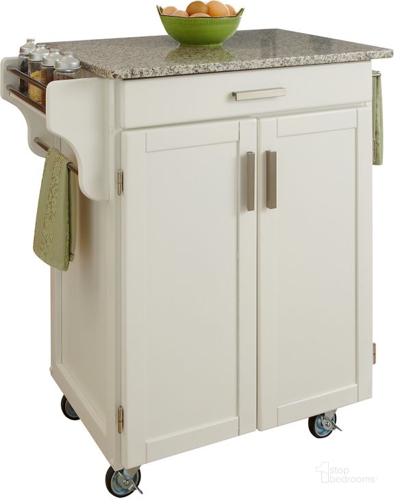 The appearance of Cuisine Cart Off White Kitchen Cart 9001-0023 designed by Homestyles in the traditional interior design. This white marble piece of furniture  was selected by 1StopBedrooms from Cuisine Cart Collection to add a touch of cosiness and style into your home. Sku: 9001-103;9001-002. Material: Wood. Product Type: Kitchen Cart. Image1