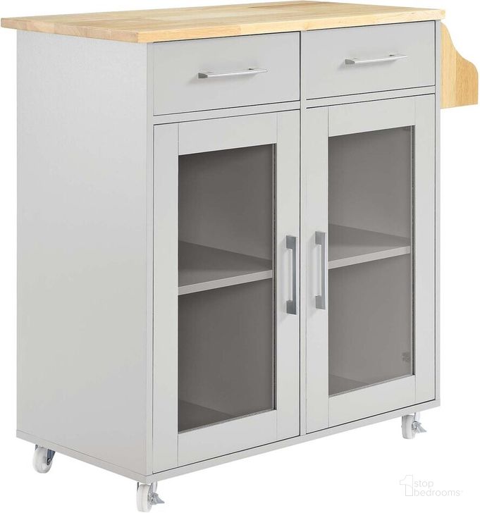 The appearance of Cuisine Kitchen Cart In Light Gray designed by Modway in the modern / contemporary interior design. This light gray piece of furniture  was selected by 1StopBedrooms from Cuisine Collection to add a touch of cosiness and style into your home. Sku: EEI-6276-LGR-NAT. Material: Wood. Product Type: Kitchen Cart. Image1