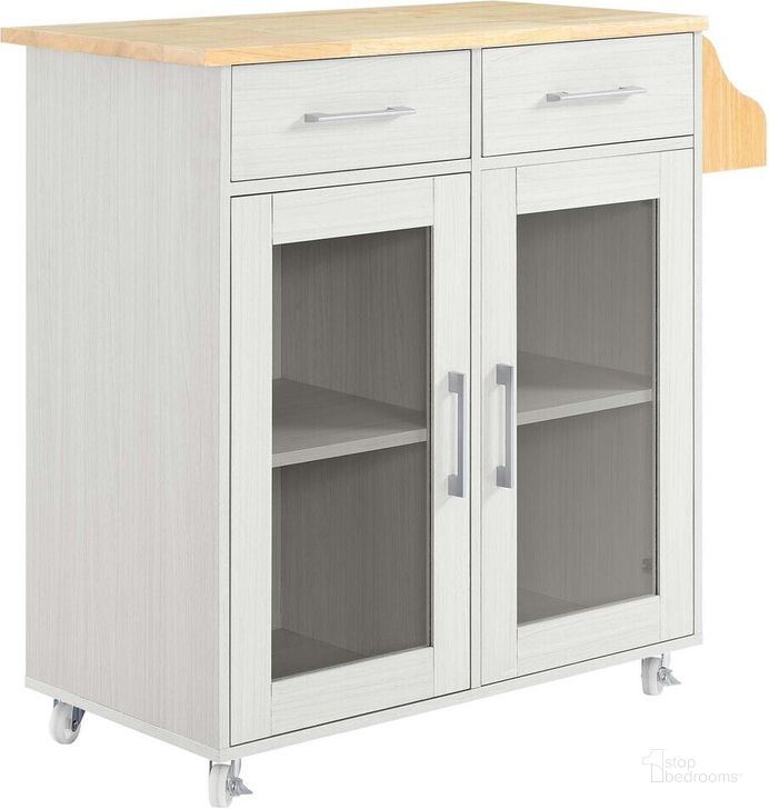 The appearance of Cuisine Kitchen Cart In White Natural designed by Modway in the modern / contemporary interior design. This white natural piece of furniture  was selected by 1StopBedrooms from Cuisine Collection to add a touch of cosiness and style into your home. Sku: EEI-6276-WHI-NAT. Material: Wood. Product Type: Kitchen Cart. Image1