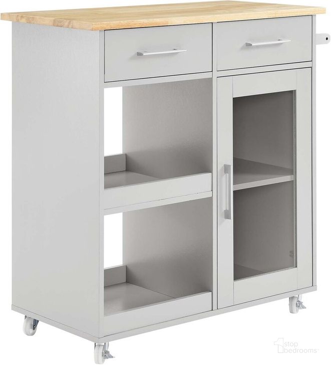 The appearance of Culinary Kitchen Cart With Towel Bar In Light Gray designed by Modway in the modern / contemporary interior design. This light gray piece of furniture  was selected by 1StopBedrooms from Culinary Collection to add a touch of cosiness and style into your home. Sku: EEI-6275-LGR-NAT. Material: Wood. Product Type: Kitchen Cart. Image1