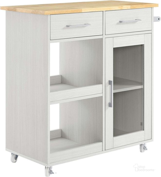 The appearance of Culinary Kitchen Cart With Towel Bar In White Natural designed by Modway in the modern / contemporary interior design. This white natural piece of furniture  was selected by 1StopBedrooms from Culinary Collection to add a touch of cosiness and style into your home. Sku: EEI-6275-WHI-NAT. Material: Wood. Product Type: Kitchen Cart. Image1