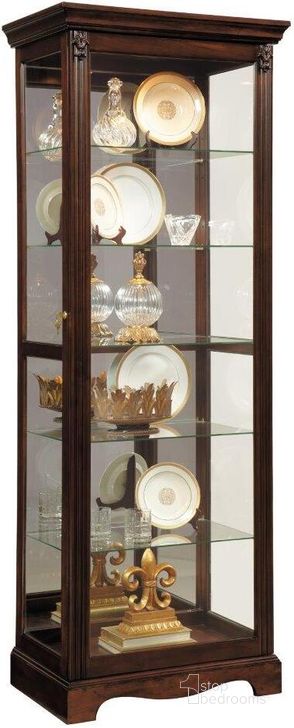 The appearance of Carved 5 Shelf Mirrored Curio Cabinet In Cherry Brown designed by Pulaski in the traditional interior design. This brown piece of furniture  was selected by 1StopBedrooms from Carved Collection to add a touch of cosiness and style into your home. Sku: 21457. Material: Wood. Product Type: Curio Cabinet. Image1