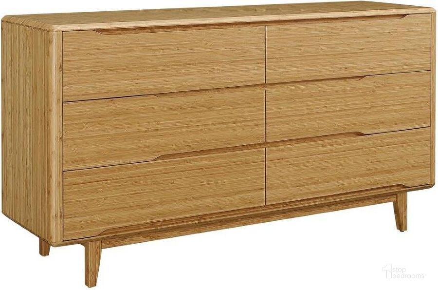 The appearance of Currant Caramelized Six Drawer Double Dresser designed by Greenington in the transitional interior design. This caramelized piece of furniture  was selected by 1StopBedrooms from Currant Collection to add a touch of cosiness and style into your home. Sku: G0030CA. Product Type: Dresser. Material: Bamboo. Image1