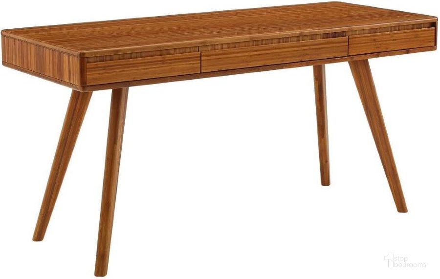 The appearance of Currant Writing Desk Amber designed by Greenington in the modern / contemporary interior design. This amber piece of furniture  was selected by 1StopBedrooms from Currant Collection to add a touch of cosiness and style into your home. Sku: G0047AM. Product Type: Writing Desk. Material: Bamboo. Image1