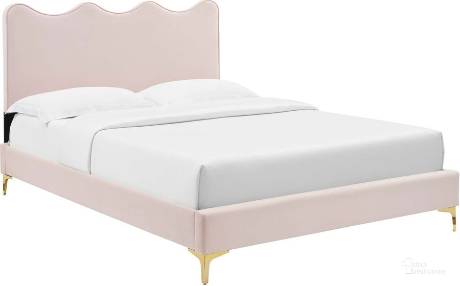 The appearance of Current Performance Velvet Full Platform Bed In Pink MOD-6730-PNK designed by Modway in the modern / contemporary interior design. This pink piece of furniture  was selected by 1StopBedrooms from Current Collection to add a touch of cosiness and style into your home. Sku: MOD-6730-PNK. Bed Type: Platform Bed. Product Type: Platform Bed. Bed Size: Full. Material: MDF. Image1
