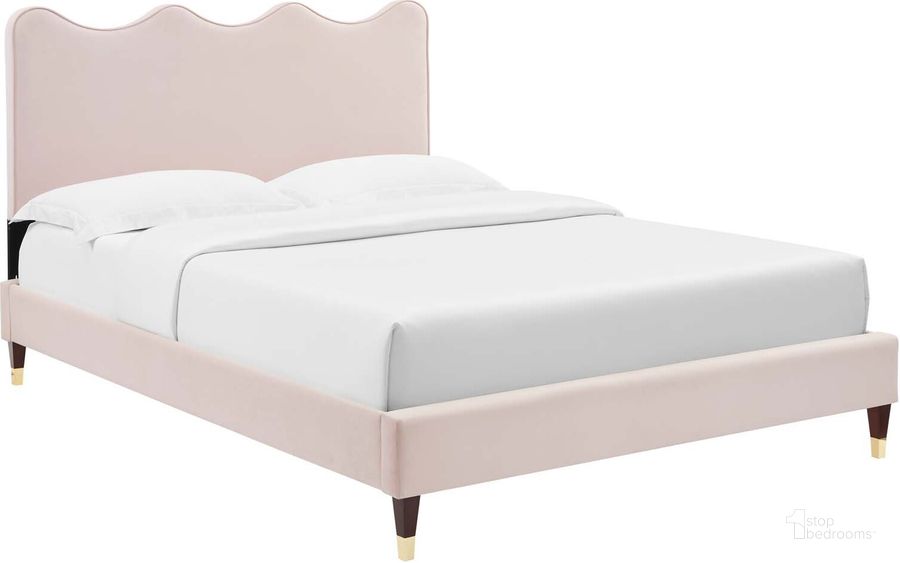 The appearance of Current Performance Velvet Full Platform Bed In Pink MOD-6731-PNK designed by Modway in the modern / contemporary interior design. This pink piece of furniture  was selected by 1StopBedrooms from Current Collection to add a touch of cosiness and style into your home. Sku: MOD-6731-PNK. Bed Type: Platform Bed. Product Type: Platform Bed. Bed Size: Full. Material: MDF. Image1