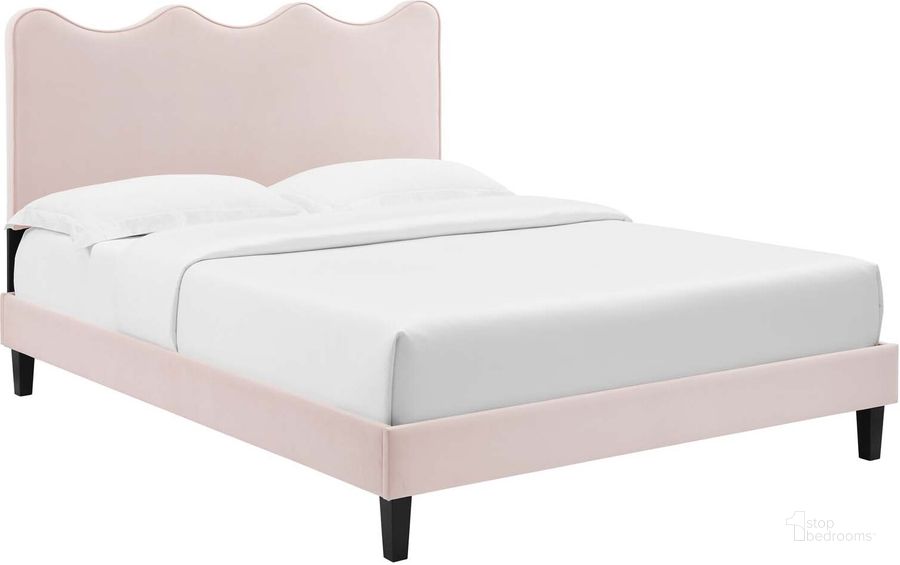The appearance of Current Performance Velvet Twin Platform Bed In Pink MOD-6729-PNK designed by Modway in the modern / contemporary interior design. This pink piece of furniture  was selected by 1StopBedrooms from Current Collection to add a touch of cosiness and style into your home. Sku: MOD-6729-PNK. Bed Type: Platform Bed. Product Type: Platform Bed. Bed Size: Twin. Material: MDF. Image1