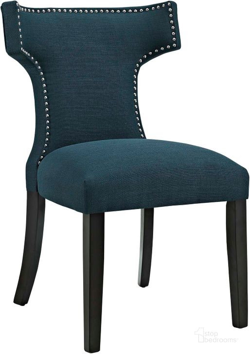 The appearance of Curve Azure Fabric Dining Chair designed by Modway in the modern / contemporary interior design. This azure piece of furniture  was selected by 1StopBedrooms from Curve Collection to add a touch of cosiness and style into your home. Sku: EEI-2221-AZU. Material: Wood. Product Type: Dining Chair. Image1