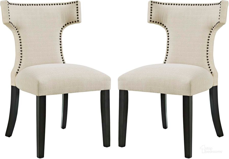 The appearance of Curve Beige Dining Side Chair Fabric Set of 2 designed by Modway in the modern / contemporary interior design. This beige piece of furniture  was selected by 1StopBedrooms from Curve Collection to add a touch of cosiness and style into your home. Sku: EEI-2741-BEI-SET. Material: Wood. Product Type: Side Chair. Image1