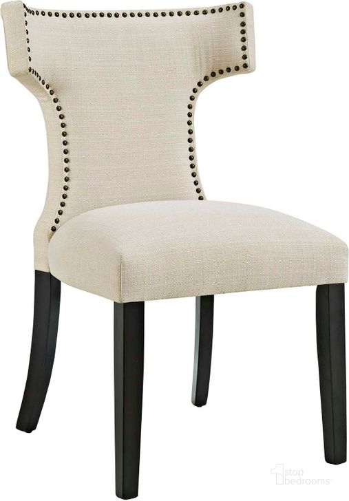 The appearance of Curve Beige Fabric Dining Chair designed by Modway in the modern / contemporary interior design. This beige piece of furniture  was selected by 1StopBedrooms from Curve Collection to add a touch of cosiness and style into your home. Sku: EEI-2221-BEI. Material: Wood. Product Type: Dining Chair. Image1