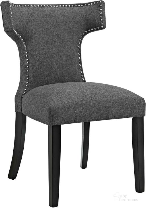 The appearance of Curve Gray Fabric Dining Chair designed by Modway in the modern / contemporary interior design. This gray piece of furniture  was selected by 1StopBedrooms from Curve Collection to add a touch of cosiness and style into your home. Sku: EEI-2221-GRY. Material: Wood. Product Type: Dining Chair. Image1