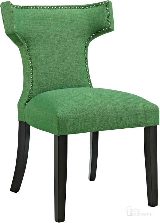 The appearance of Curve Kelly Green Fabric Dining Chair designed by Modway in the modern / contemporary interior design. This kelly green piece of furniture  was selected by 1StopBedrooms from Curve Collection to add a touch of cosiness and style into your home. Sku: EEI-2221-GRN. Material: Wood. Product Type: Dining Chair. Image1