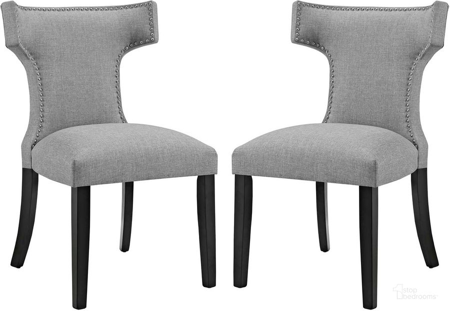 The appearance of Curve Light Gray Dining Side Chair Fabric Set of 2 designed by Modway in the modern / contemporary interior design. This light gray piece of furniture  was selected by 1StopBedrooms from Curve Collection to add a touch of cosiness and style into your home. Sku: EEI-2741-LGR-SET. Material: Wood. Product Type: Side Chair. Image1