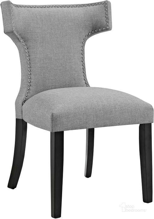 The appearance of Curve Light Gray Fabric Dining Chair designed by Modway in the modern / contemporary interior design. This light gray piece of furniture  was selected by 1StopBedrooms from Curve Collection to add a touch of cosiness and style into your home. Sku: EEI-2221-LGR. Material: Wood. Product Type: Dining Chair. Image1