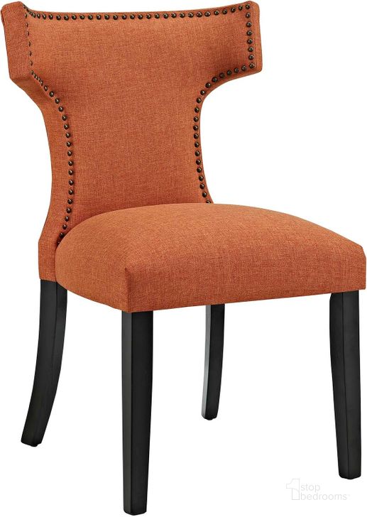 The appearance of Curve Orange Fabric Dining Chair designed by Modway in the modern / contemporary interior design. This orange piece of furniture  was selected by 1StopBedrooms from Curve Collection to add a touch of cosiness and style into your home. Sku: EEI-2221-ORA. Material: Wood. Product Type: Dining Chair. Image1