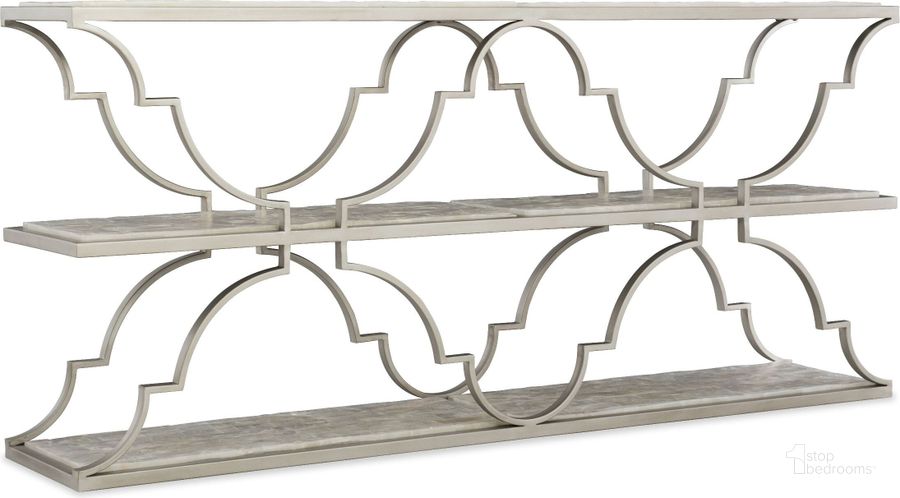 The appearance of Melange Silver Golden Gate Console designed by Hooker in the traditional interior design. This silver piece of furniture  was selected by 1StopBedrooms from Melange Collection to add a touch of cosiness and style into your home. Sku: 638-85415-MULTI. Product Type: Console. Material: Stone. Image1