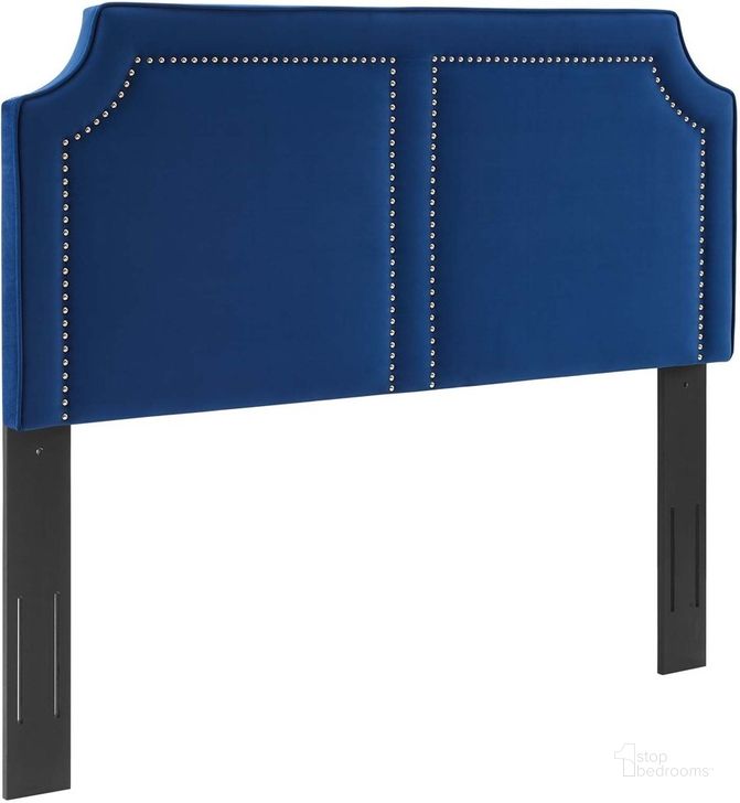 The appearance of Cynthia Performance Velvet Twin Headboard In Navy designed by Modway in the  interior design. This navy piece of furniture  was selected by 1StopBedrooms from Cynthia Collection to add a touch of cosiness and style into your home. Sku: MOD-6565-NAV. Product Type: Headboard. Bed Size: Twin. Material: MDF. Image1