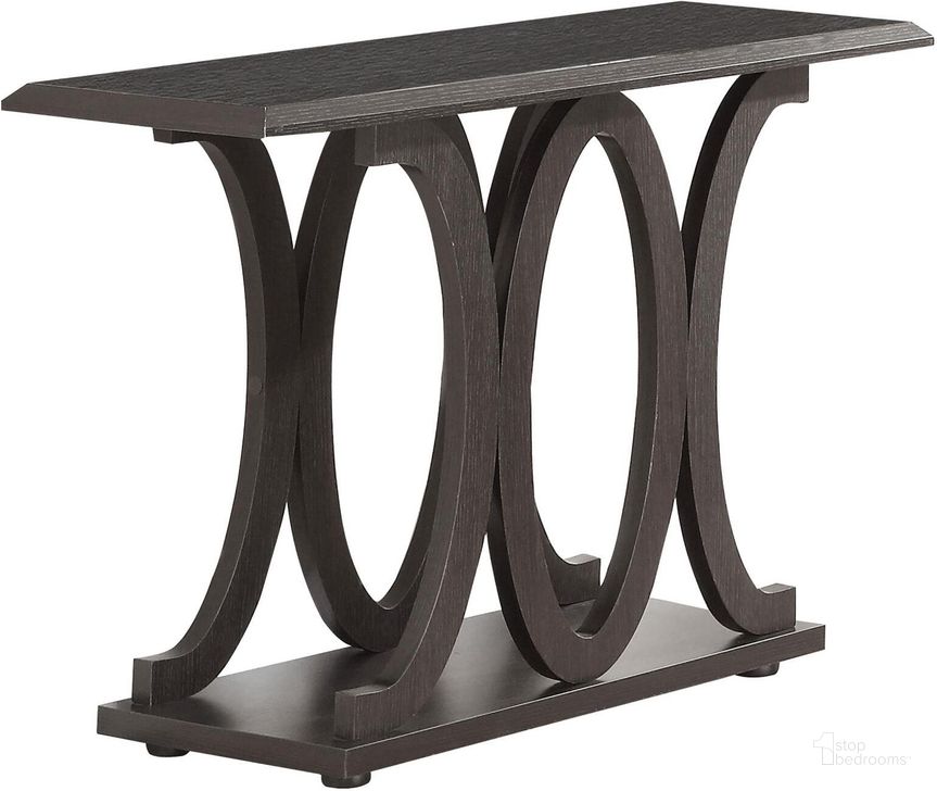 The appearance of Cyrill Brown Sofa Table designed by Isaac Tahari in the transitional interior design. This brown piece of furniture  was selected by 1StopBedrooms from Cyrill Collection to add a touch of cosiness and style into your home. Sku: 703149. Material: Wood. Product Type: Sofa Table. Table Top Shape: Rectangular. Image1