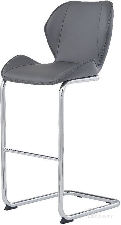 The appearance of D1446 Grey Barstool (Set of 4) designed by Global Furniture USA in the modern / contemporary interior design. This grey piece of furniture  was selected by 1StopBedrooms from D1446 Collection to add a touch of cosiness and style into your home. Sku: D1446BS - GR;D1446BS - GR;D1446BS - GR;D1446BS - GR. Material: Faux Leather. Product Type: Barstool. Image1
