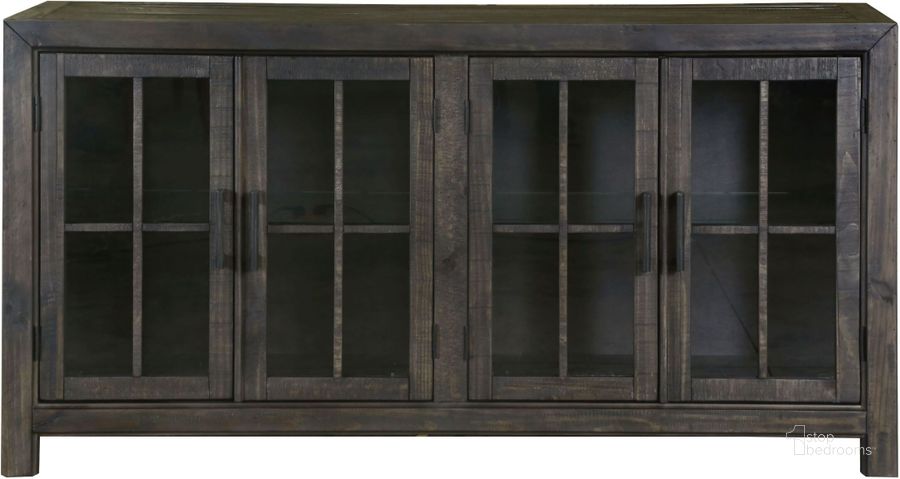 The appearance of Bellamy Deep Weathered Pine Wood Buffet Curio designed by Magnussen in the traditional interior design. This brown piece of furniture  was selected by 1StopBedrooms from Bellamy Collection to add a touch of cosiness and style into your home. Sku: D2491-04. Material: Wood. Product Type: Buffet. Image1