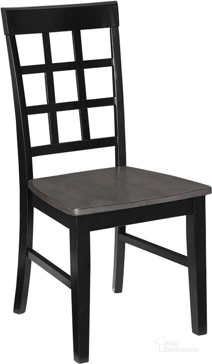 The appearance of Salem Gray and Black Window Pane Dining Chair Set of 2 designed by Progressive Furniture in the modern / contemporary interior design. This black piece of furniture  was selected by 1StopBedrooms from Salem Collection to add a touch of cosiness and style into your home. Sku: D811-61. Material: Wood. Product Type: Side Chair. Image1