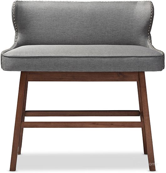 The appearance of Dabney Grey Barstool 0qb2354979 designed by Luxe Linea in the modern / contemporary interior design. This grey piece of furniture  was selected by 1StopBedrooms from Dabney Collection to add a touch of cosiness and style into your home. Sku: BBT5218-Grey Bench. Material: Fabric. Product Type: Barstool. Image1