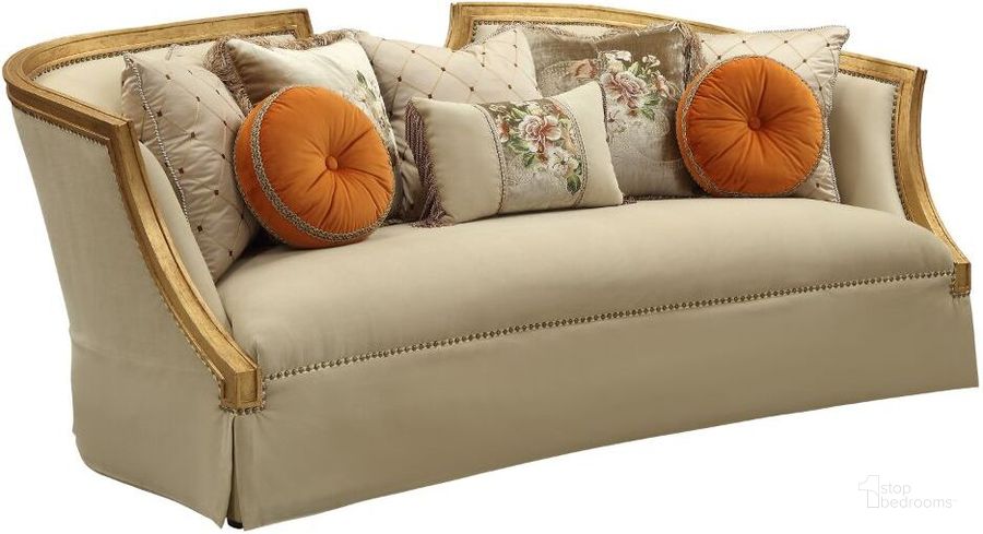 The appearance of Daesha Antique Gold Sofa designed by ACME in the transitional interior design. This gold piece of furniture  was selected by 1StopBedrooms from Daesha Collection to add a touch of cosiness and style into your home. Sku: 50835. Material: Fabric. Product Type: Sofa. Image1