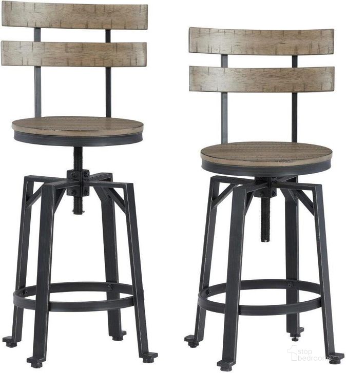 The appearance of Dainen Light Brown/Black Barstool Set of 2 designed by Bennett Interiors in the transitional interior design. This light brown/black piece of furniture  was selected by 1StopBedrooms from Dainen Collection to add a touch of cosiness and style into your home. Sku: D334-124. Material: Metal. Product Type: Barstool. Image1