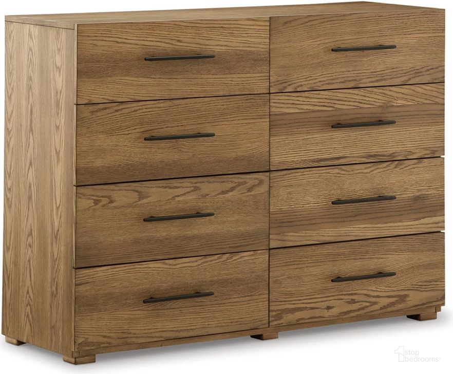 The appearance of Dakmore Brown Dresser designed by Signature Design by Ashley in the transitional interior design. This brown piece of furniture  was selected by 1StopBedrooms from Dakmore Collection to add a touch of cosiness and style into your home. Sku: B783-31. Material: Wood. Product Type: Dresser. Image1