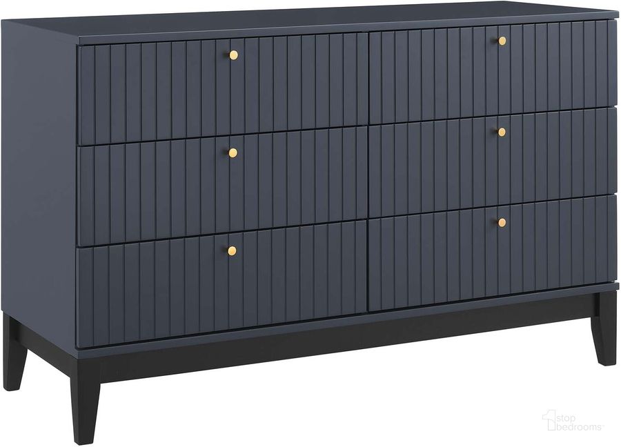 The appearance of Dakota Dresser In Blue designed by Modway in the modern / contemporary interior design. This blue piece of furniture  was selected by 1StopBedrooms from Dakota Collection to add a touch of cosiness and style into your home. Sku: MOD-6672-BLU. Product Type: Dresser. Material: MDF. Image1