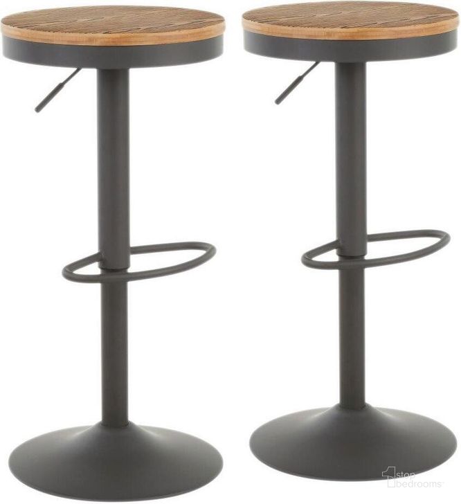 The appearance of Dakota Industrial Adjustable Barstool In Grey Metal And Wood-Pressed Grain Bamboo - Set Of 2 designed by Lumisource in the industrial interior design. This grain piece of furniture  was selected by 1StopBedrooms from Dakota Collection to add a touch of cosiness and style into your home. Sku: BS-DAK GY2. Product Type: Barstool. Material: Bamboo. Image1