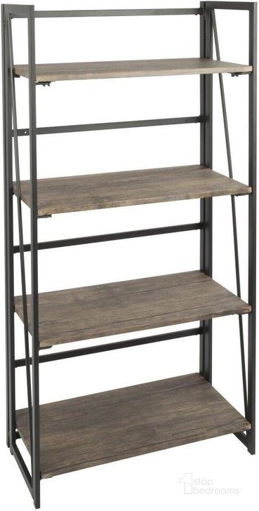 The appearance of Dakota Industrial Bookcase In Black Metal And Wood designed by Lumisource in the industrial interior design. This black piece of furniture  was selected by 1StopBedrooms from Dakota Collection to add a touch of cosiness and style into your home. Sku: OBC-DKTA BK+BN. Material: Wood. Product Type: Bookcase. Image1