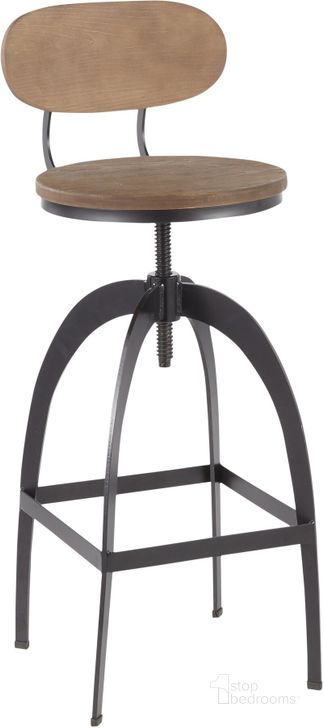 The appearance of Dakota Industrial Mid-Back Barstool In Black Metal And Medium Brown Wood-Pressed Grain Bamboo designed by Lumisource in the industrial interior design. This black piece of furniture  was selected by 1StopBedrooms from Dakota Collection to add a touch of cosiness and style into your home. Sku: BS-DAKMB BKMBN. Product Type: Barstool. Material: Bamboo. Image1