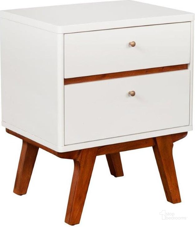 The appearance of Dakota Two Drawer Nightstand In Acorn designed by Alpine in the transitional interior design. This acorn piece of furniture  was selected by 1StopBedrooms from Dakota Collection to add a touch of cosiness and style into your home. Sku: 1974-02. Material: Wood. Product Type: Nightstand. Image1