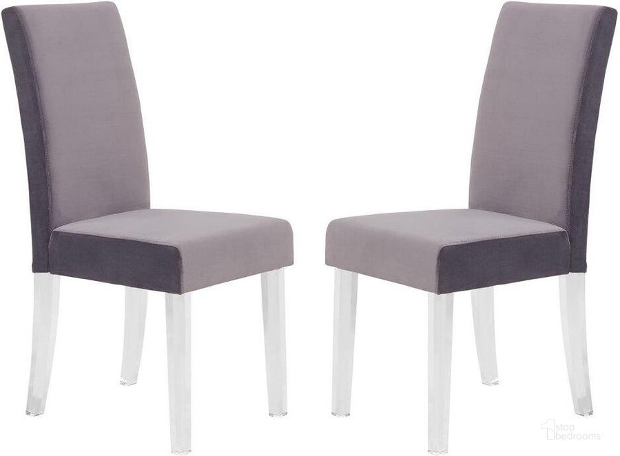 The appearance of Dalia Gray Velvet Dining Chair designed by Armen Living in the modern / contemporary interior design. This gray piece of furniture  was selected by 1StopBedrooms from Dalia Collection to add a touch of cosiness and style into your home. Sku: LCDACHGRAY. Product Type: Dining Chair. Material: Acrylic. Image1